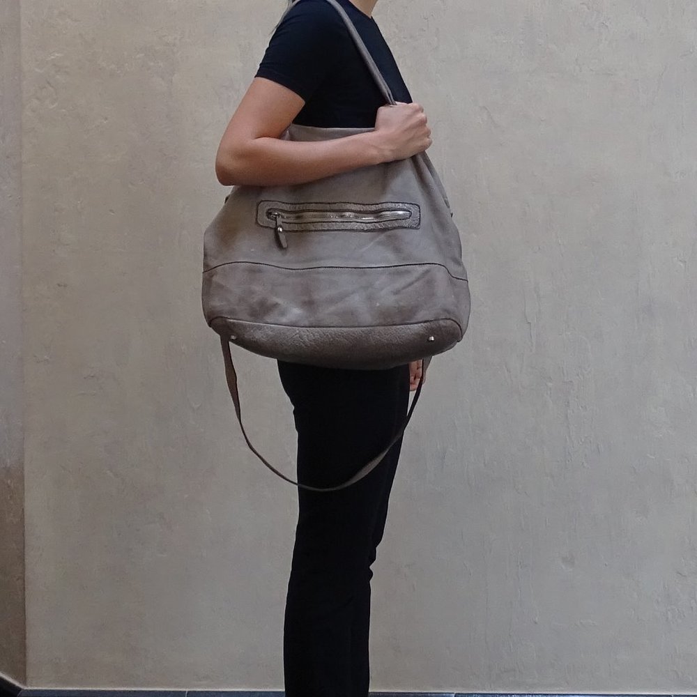 Beige Boho Leather Bag